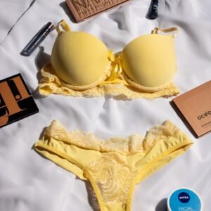 Lemon Yellow Lace Lingerie Set